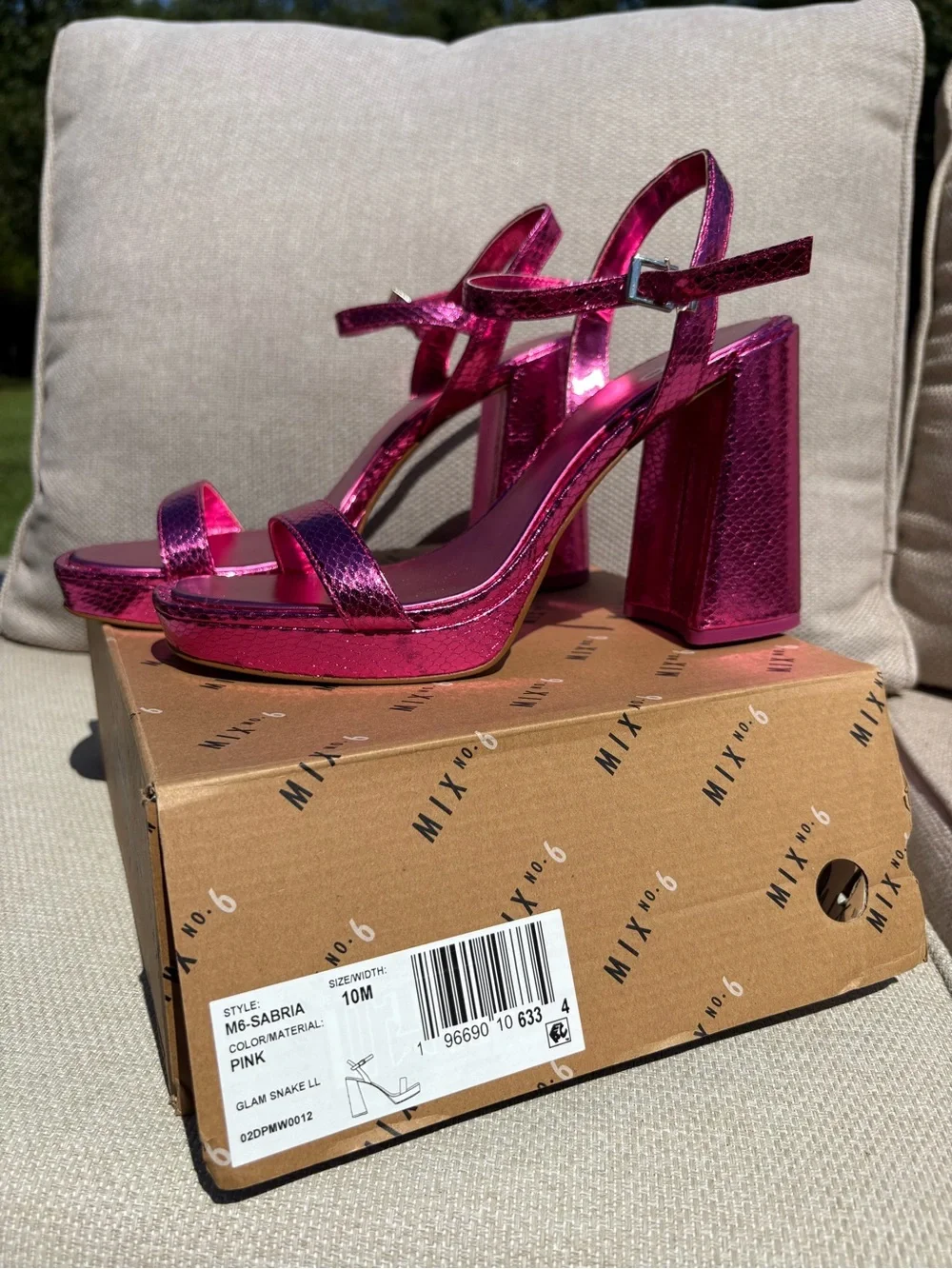 Mix No. 6 Metallic Pink Platform Block Heel Sandals